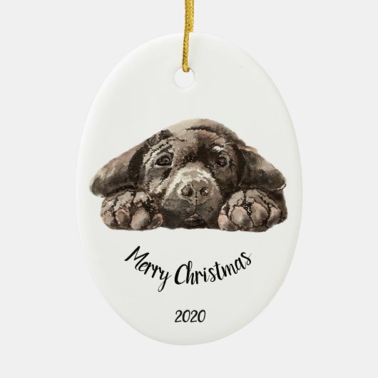 Aangepaste kerstlabrador Retriever Keramisch Ornament (Voorkant)