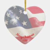 Aangepaste kerstliefde VS vlag Keramisch Ornament (Voorkant)