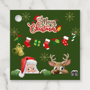 Aangepaste kerstman en rendier kerstcadeau tags bedankjes labels