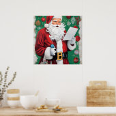 Aangepaste Kerstman gelooft kunst, Kerstvakantie K Poster (Keuken)