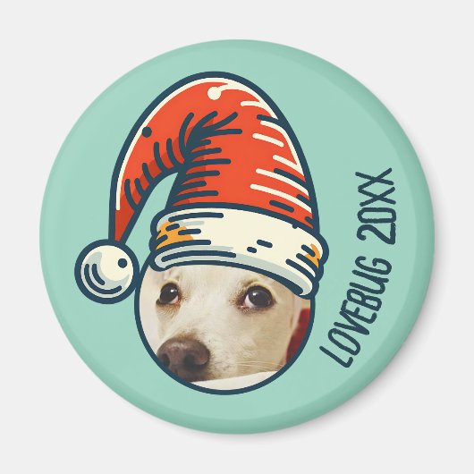 Aangepaste Kerstman Gepersonaliseerde Pet Foto Magneet (Voorkant)