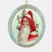 Aangepaste  kerstman Holly Berry Keramisch Ornament (Links)