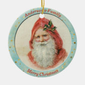 Aangepaste  kerstman Holly Berry Keramisch Ornament (Voorkant)
