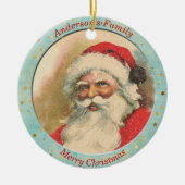 Aangepaste  kerstman, rood blauw kerstfeest keramisch ornament (Voorkant)