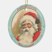 Aangepaste  kerstman, rood blauw kerstfeest keramisch ornament (Links)