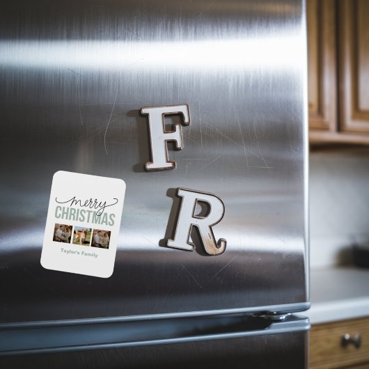 Aangepaste Kerstmis 3 Spaces Familiefoto Magneet