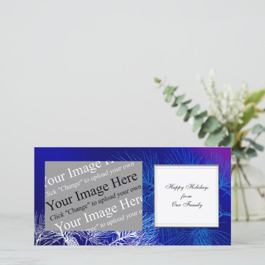 Aangepaste Kerstmis Blauwe en Witte Winterden Feestdagenkaart (Staand voorkant)