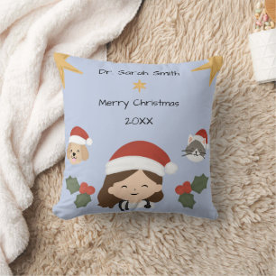 Aangepaste Kerstmis Dierenvrienden Kussen