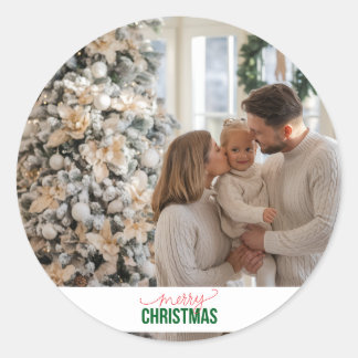 Aangepaste Kerstmis Familie Foto Ronde Sticker