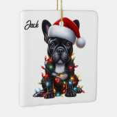Aangepaste Kerstmis Franse Bulldog met Santa Hat Keramisch Ornament (Rechts)