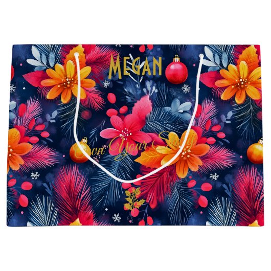 Aangepaste Kerstmis Grote Gift Bag met Levendige F Groot Cadeauzakje (Voorkant)