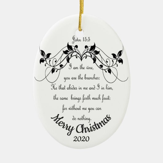 Aangepaste kerstmis Ik ben de wijnscriptie Keramisch Ornament (Voorkant)