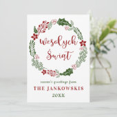 Aangepaste Kerstmis in Poolse stijl Feestdagenkaart (Staand voorkant)