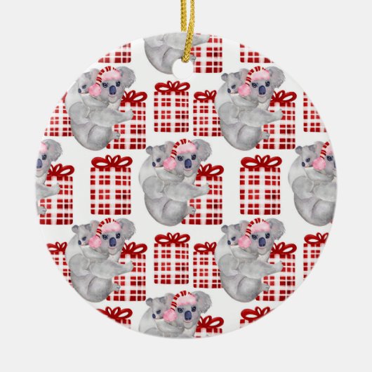 Aangepaste Kerstmis Koala's Wit Keramisch Ornament (Voorkant)