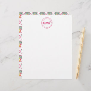 Aangepaste Kerstmis Letterhead Design Roze Briefhoofd