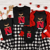 Aangepaste Kerstmis Monogram met naam Cool Pyjama T-shirt