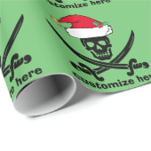 Aangepaste Kerstmis Pirate Santa Cadeaupapier (Rol Hoek)