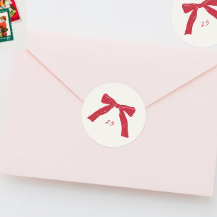 Aangepaste Kerstmis Rode Bogen Vakantie Ronde Sticker