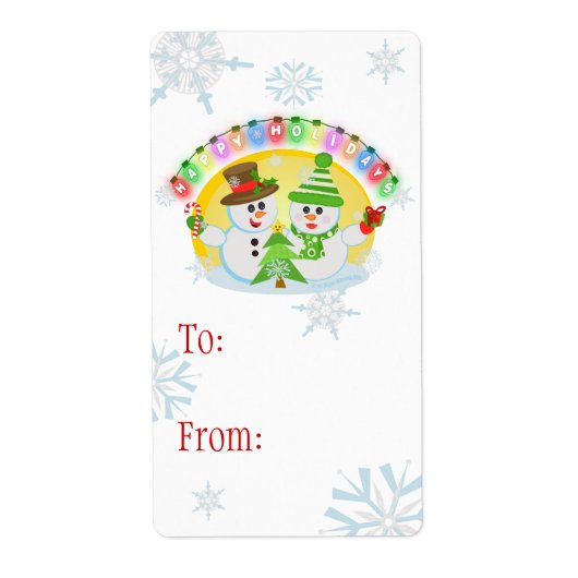 Aangepaste Kerstmis Sneeuwman Gift Labels (Voorkant)