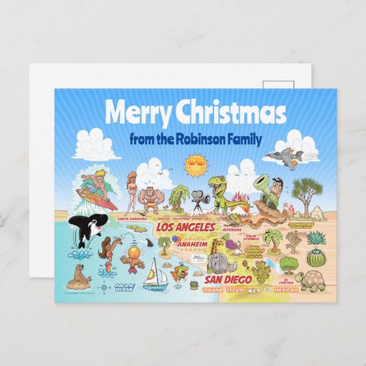 Aangepaste Kerstmis SoCal Briefkaart (Voorkant / Achterkant)