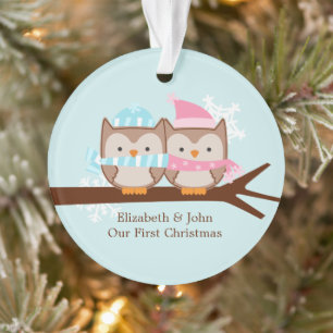 Aangepaste Kerstmis voor Owl Couple Ornament