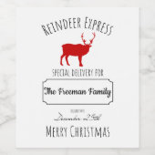 Aangepaste Kerstmis Wijn Label Gift-Rendier Expres Wijn Etiket (Enkel label)