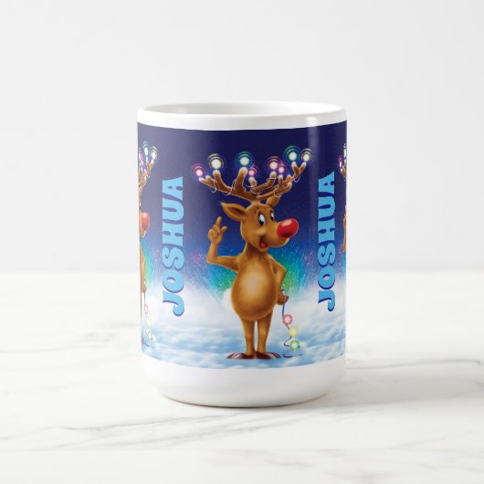 Aangepaste kerstmok, Rudolph en licht. koffie M Koffiemok (Center)