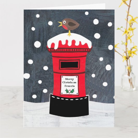 Aangepaste kerstpostbus en Robin Kaart (Gele Bloem)