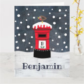 Aangepaste kerstpostbus en Robin Kaart (Gele Bloem)