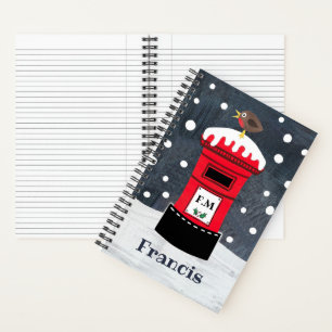 Aangepaste kerstpostbus en Robin-laptop Notitieboek
