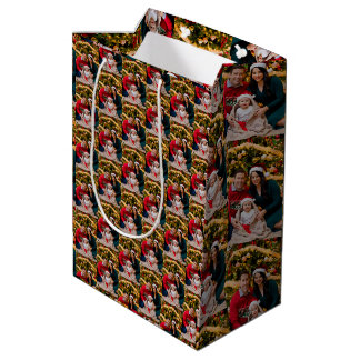 Aangepaste kerstseizoen gezelfgemaakte familiefoto medium cadeauzakje