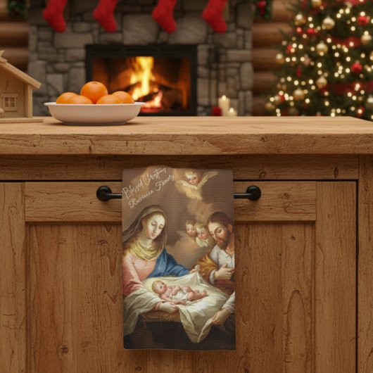 Aangepaste kerststal theedoek