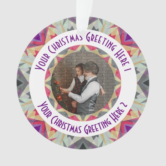 Aangepaste Kerstster Jolly Grey Fotobegroeting Ornament (voorkant)