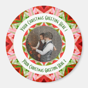 Aangepaste Kerstster Jolly Red Leuke Fotobegroetin Magneet