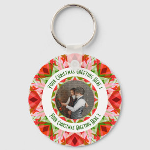 Aangepaste Kerstster Jolly Red Leuke Fotobegroetin Sleutelhanger