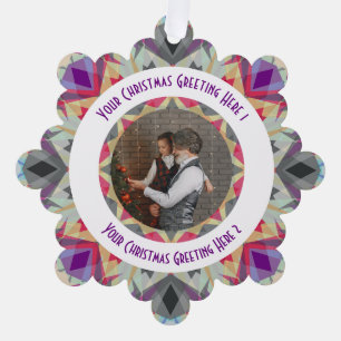 Aangepaste Kerstster Moderne Grijze Foto Groet Ornament Kaart