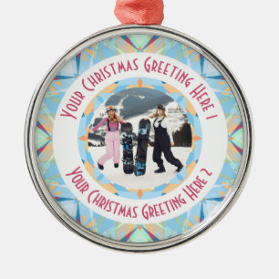 Aangepaste Kerstster Winter Blauwe Foto Groet Metalen Ornament