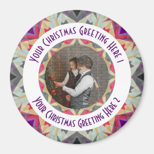 Aangepaste Kerstster Winter Grey Fotogroet Magneet