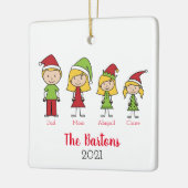 Aangepaste kersttekenserie op maat keramisch ornament (Links)