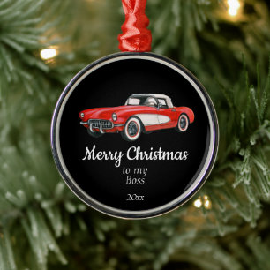 Aangepaste kersttintage auto's metalen ornament