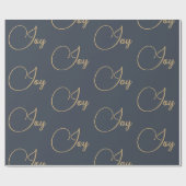 Aangepaste Kerstvakantie Blauw Goud Joy Gift Cadeaupapier (Vlak)