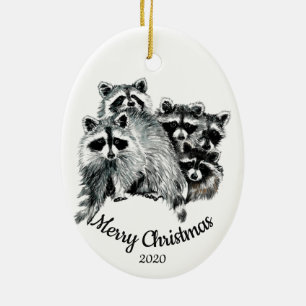 Aangepaste kerstvakantie familie van vijf keramisch ornament