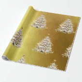 Aangepaste kerstvakantie Gold Tree Gift Cadeaupapier (Uitgerold)