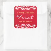 Aangepaste kerstvakantie traktatie v3 vierkante sticker (Tas)