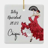 Aangepaste kerstversiering met Flamenco Keramisch Ornament (Achterkant)