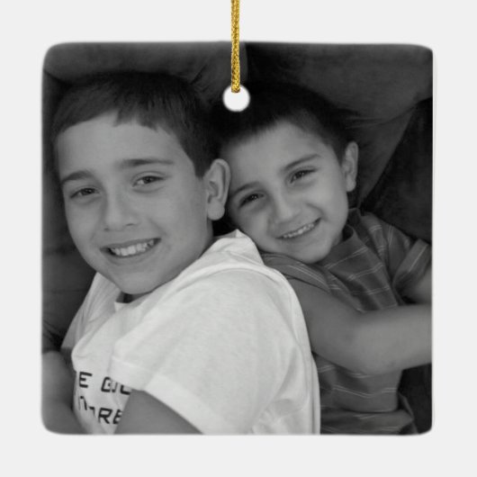 Aangepaste kerstversiering met foto's keramisch ornament (Achterkant)