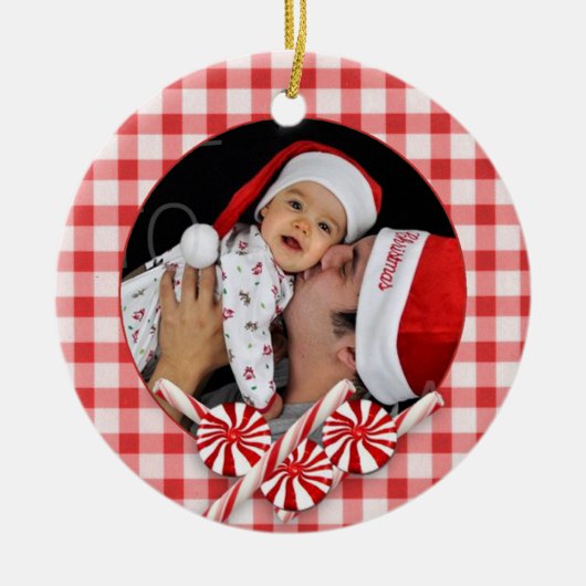 Aangepaste kerstversiering met foto's keramisch ornament (Voorkant)
