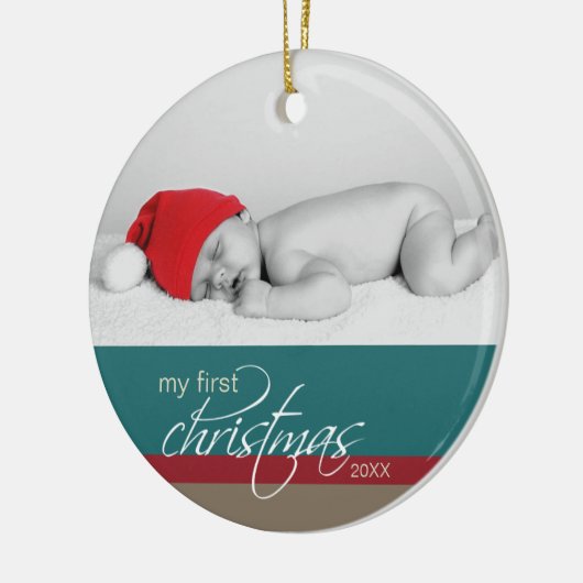 Aangepaste kerstversiering voor baby's (blauwgroen keramisch ornament (Links)