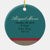 Aangepaste kerstversiering voor baby's (blauwgroen keramisch ornament (Achterkant)