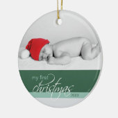 Aangepaste kerstversiering voor baby's (groen 2) keramisch ornament (Links)